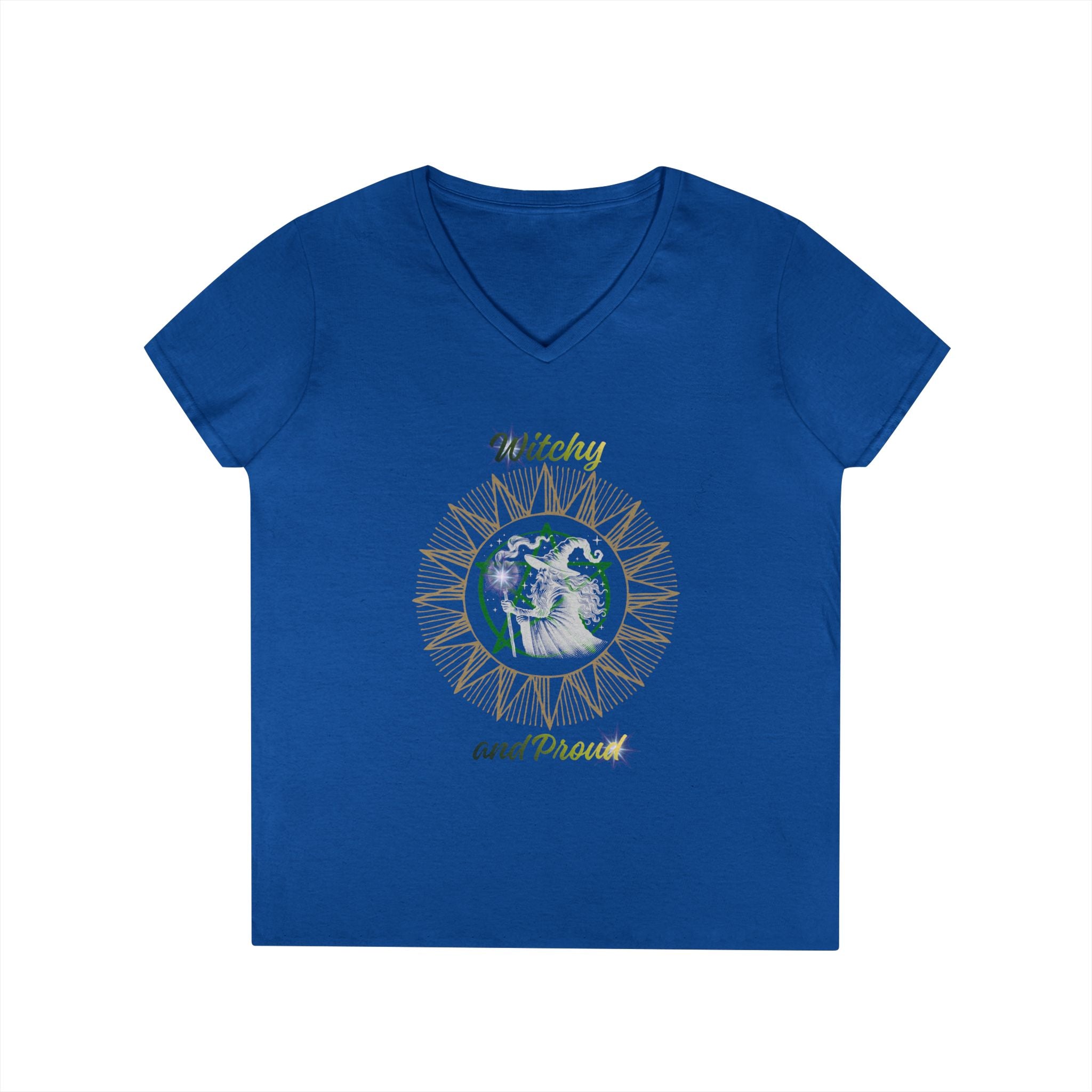 Witchy and Proud Women's V-Neck Tee | Wizard Design