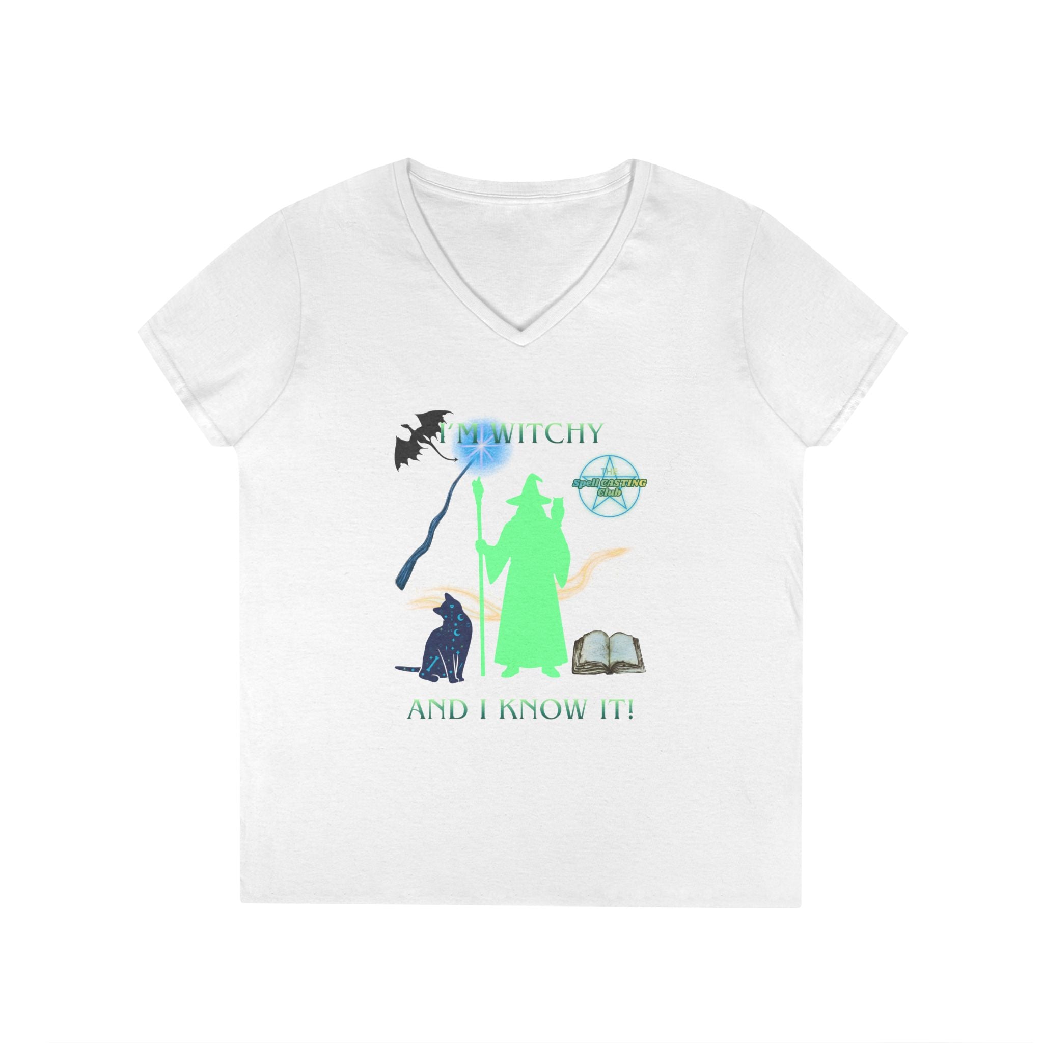 Witchy and I Know It Wizard Women's V-Neck Tee