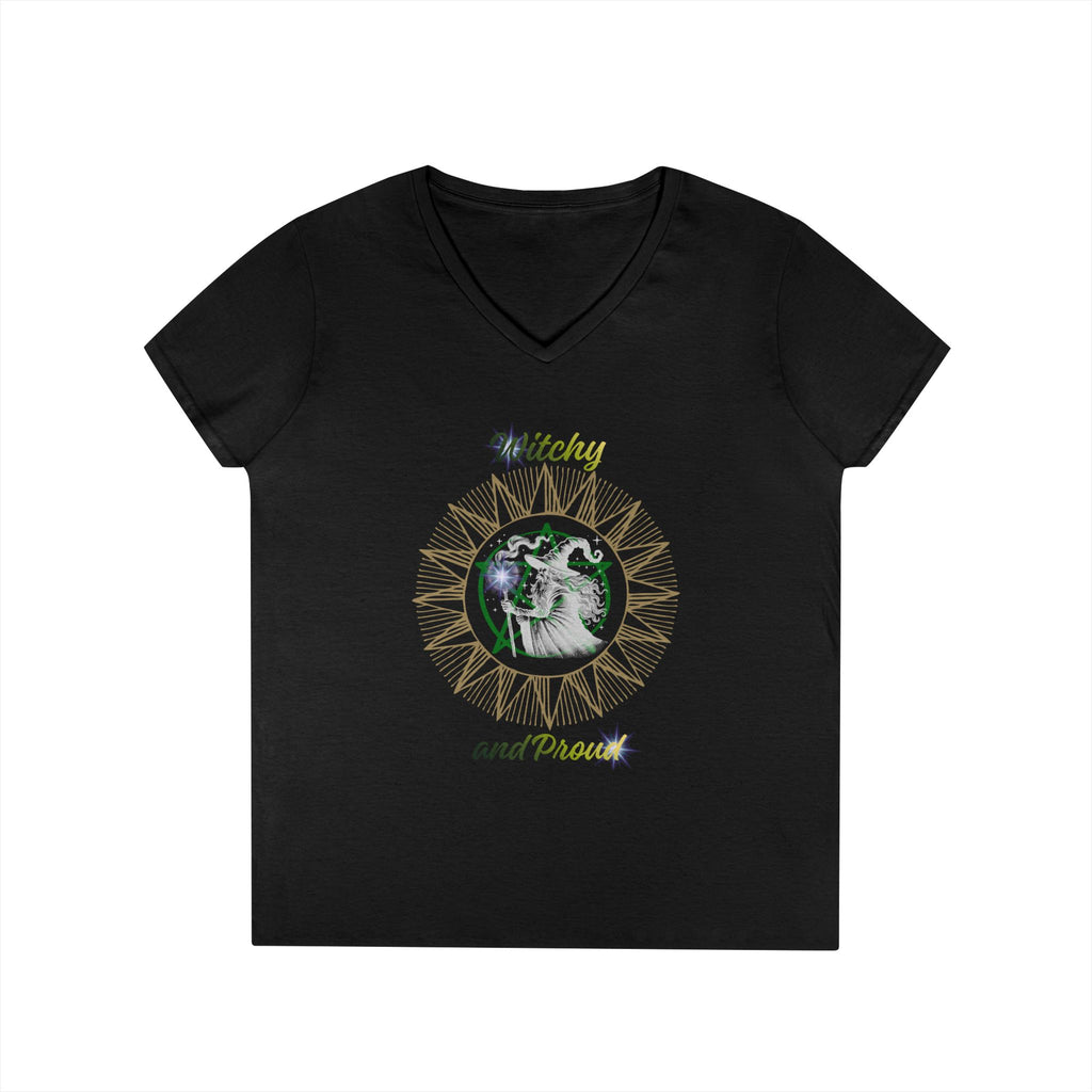 Witchy and Proud Women's V-Neck Tee | Wizard Design