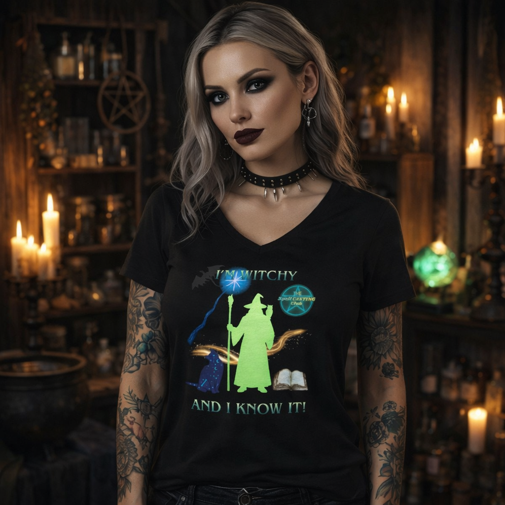 Witchy and I Know It Wizard Women's V-Neck Tee