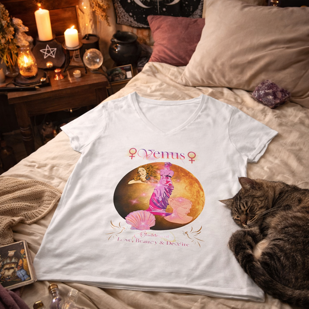 Venus Goddess of Love, Beauty & Desire Women's V-Neck Tee | Goddess Collection