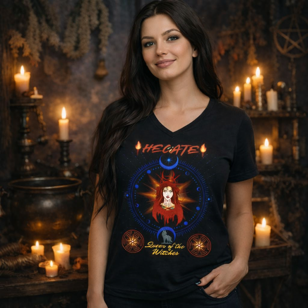 Hecate - Queen of the Witches Women's V-Neck Tee | Goddess Collection