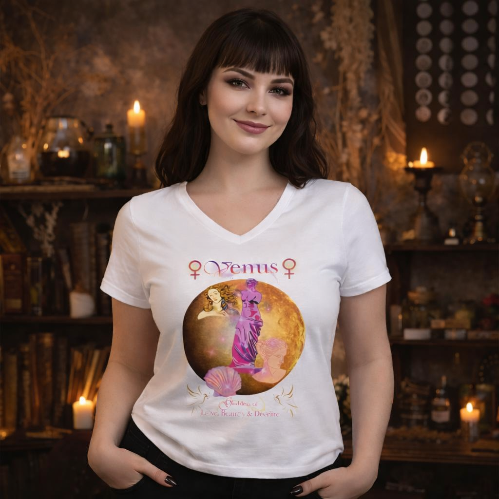 Venus Goddess of Love, Beauty & Desire Women's V-Neck Tee | Goddess Collection
