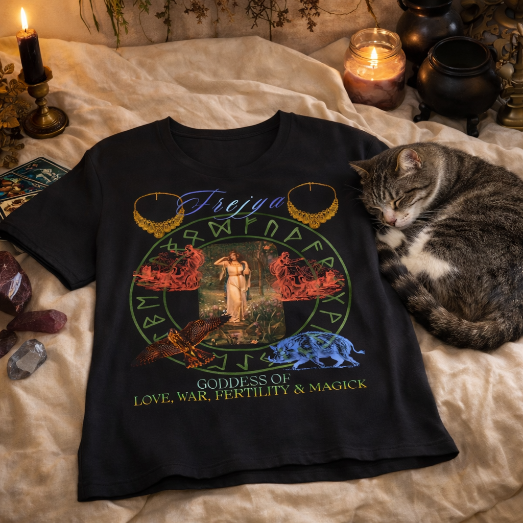 Freyja Goddess of Love, War, Fertility & Magick Women's V-Neck Tee | Goddess Collection