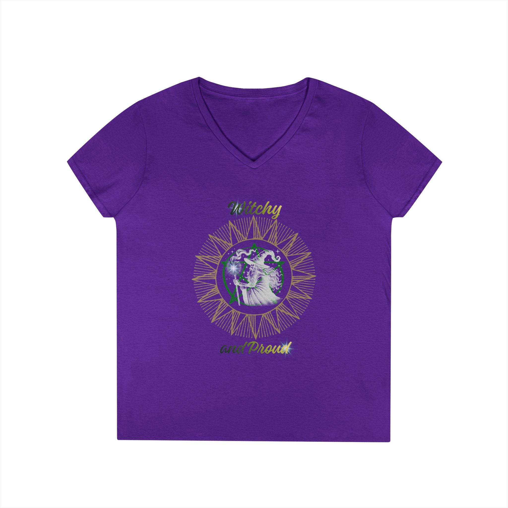 Witchy and Proud Women's V-Neck Tee | Wizard Design