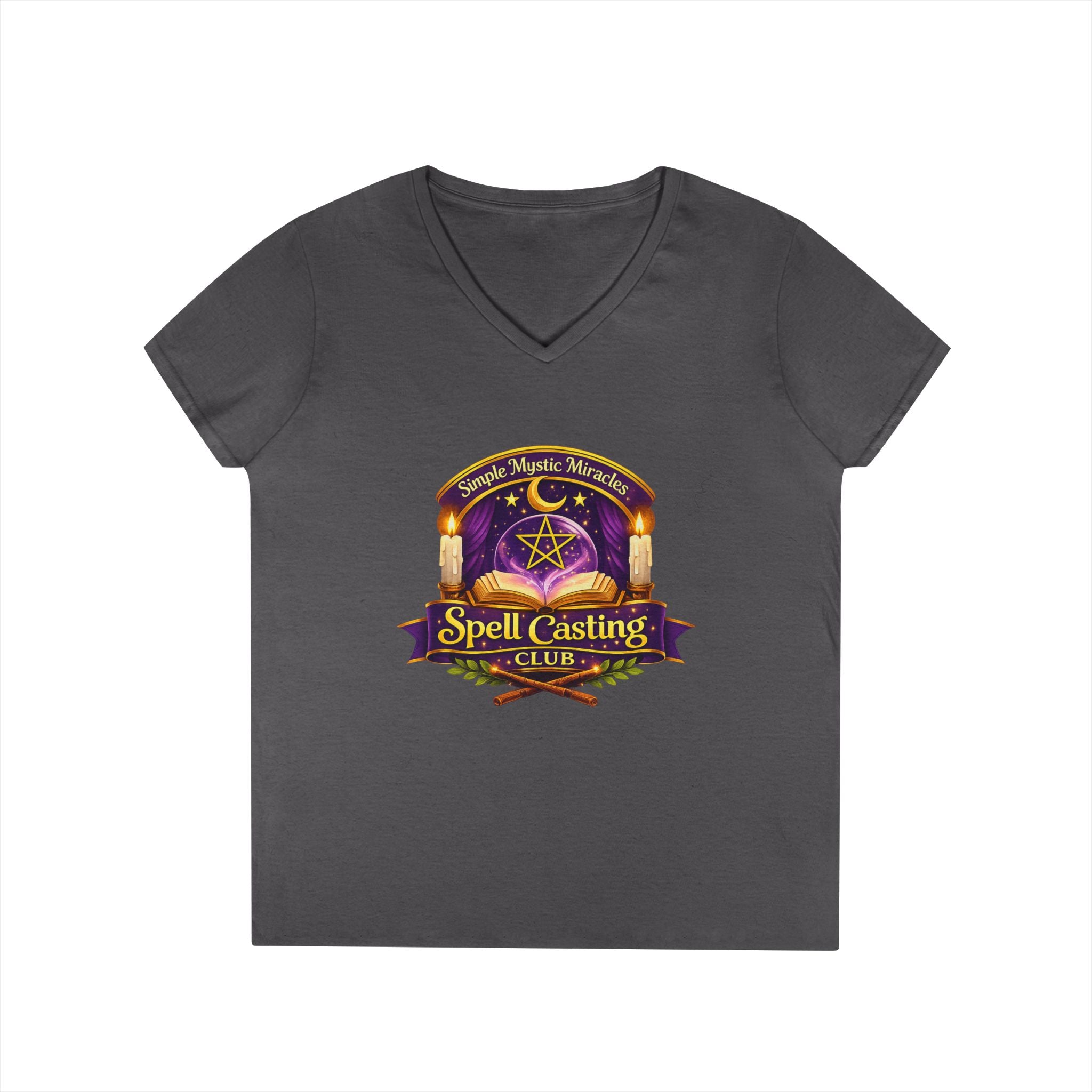 Simple Mystic Miracles Spell Casting Club Women’s V-Neck Tee