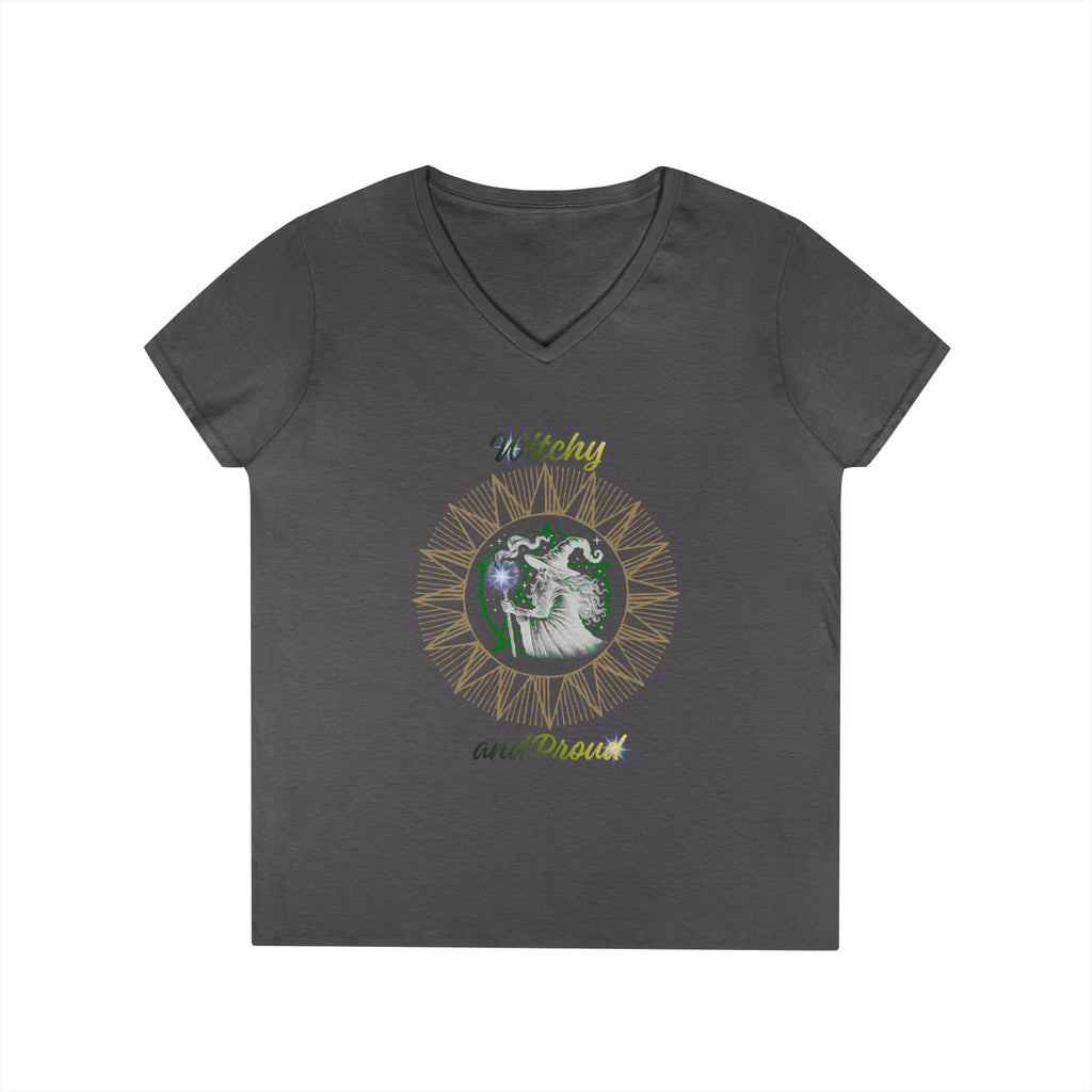 Witchy and Proud Women's V-Neck Tee | Wizard Design