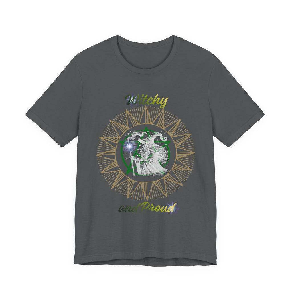 Witchy and Proud Wizard Tee | Wizard Silhouette, Sunburst Design